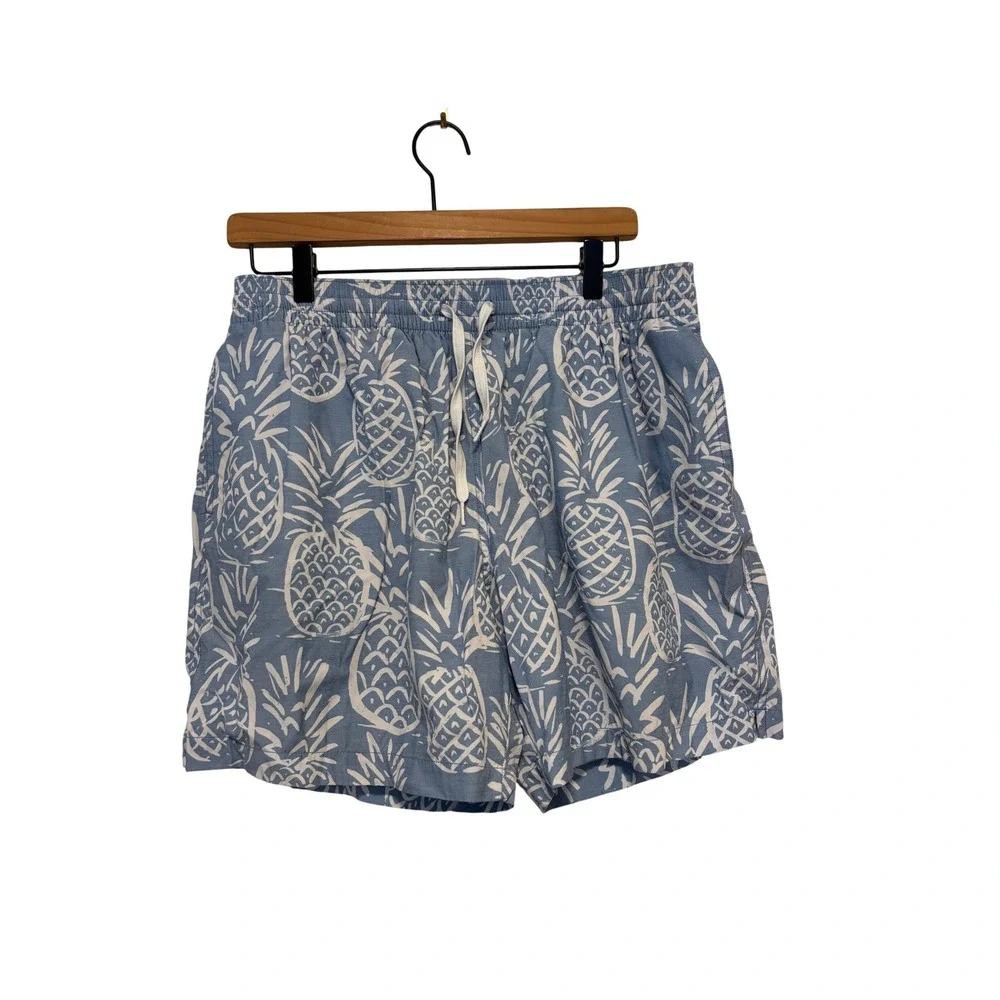 Chubbies Mens Blue Pineapple Print Swim Trunks 5.5 Inseam Size Large